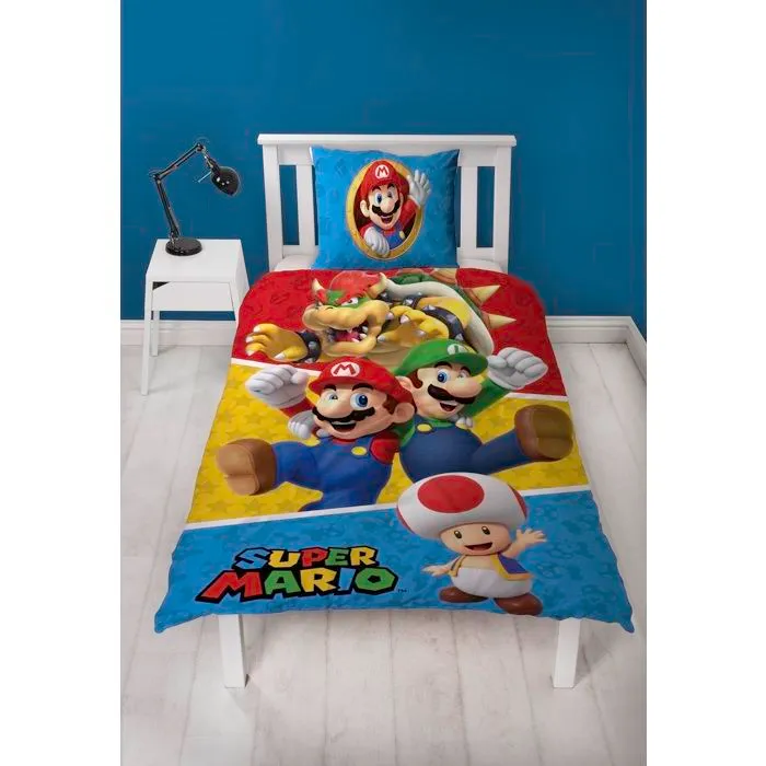 Super Mario - Parure de lit en microfibre Mario et ses amis IV (140x200cm + 63x63cm)-2