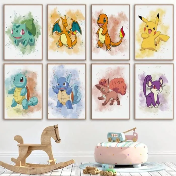 Poster Toile - Pokemon - Carapuce - 30x40cm - Décoration Murale Enfant - Qualité Premium-1