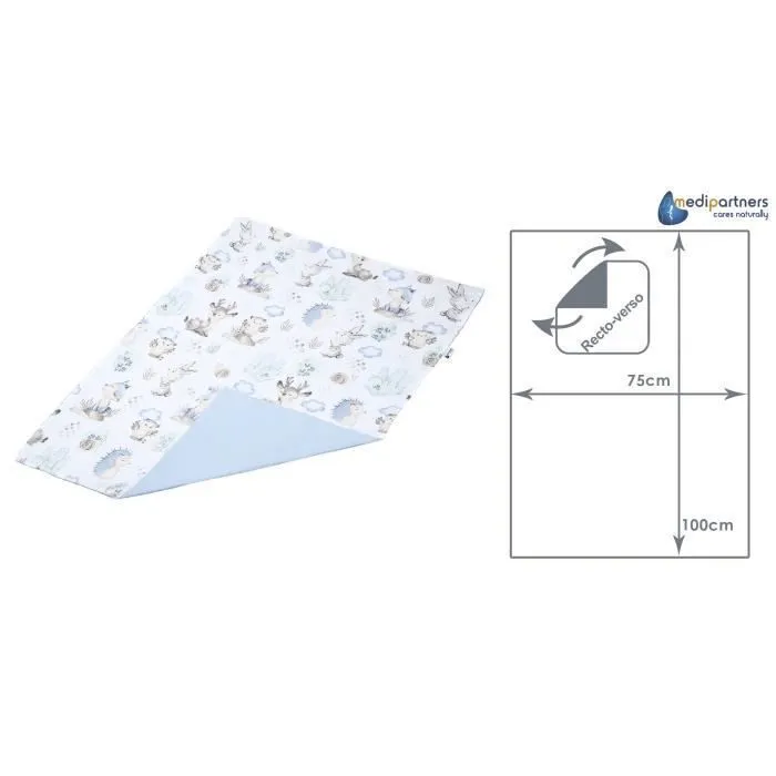Medi Partners Couverture Bébé 100 % , coton Waffle sans remplissage, bilatéral, délicat pour la peau, 75 x 100 cm, cerf et hérisson-3
