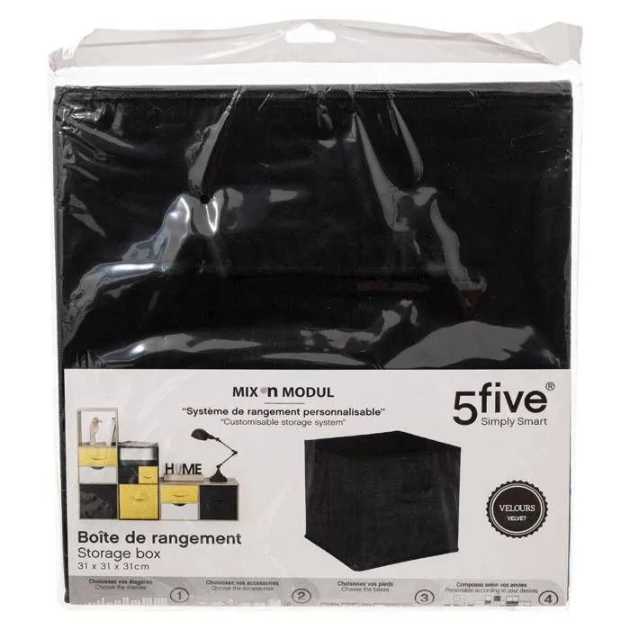 5five - panier velours 31x31cm "mix n modul" noir-1