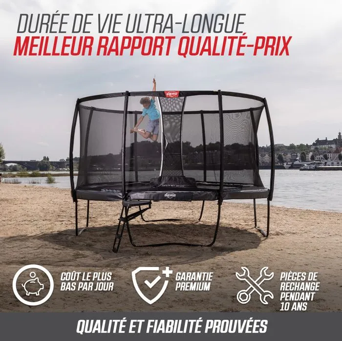 Trampoline BERG Champion + Filet séc. InGround Ovale 350x250 Gris anthr.-5