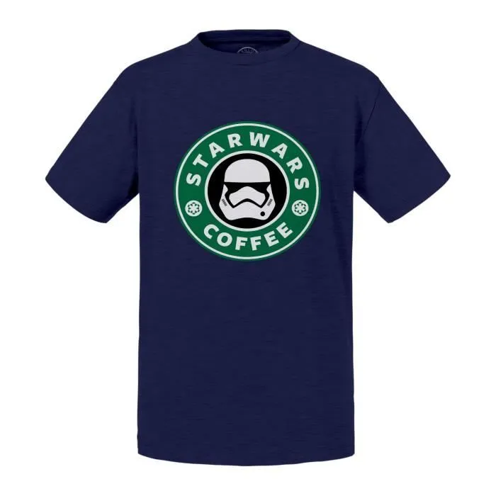 T-shirt Enfant Bleu Star Wars Coffee - Starbucks Parodie Film Series Marque-0