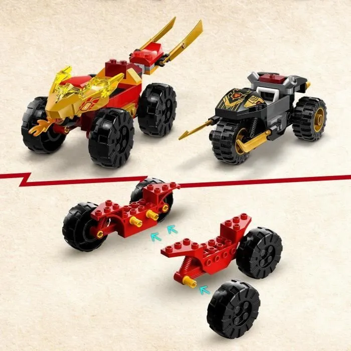 LEGO® NINJAGO 71789 Le Combat en Voiture et en Moto de Kai et Ras, Jouet Enfants Dès 4 Ans-3