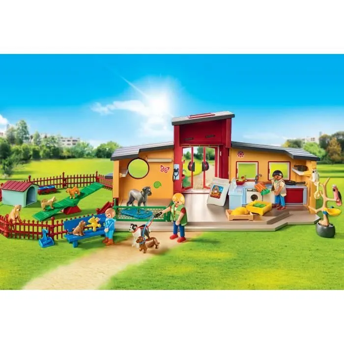PLAYMOBIL 71599 Pension des animaux avec soigneurs et enfant, My Life, 72 pièces, Dès 4 ans-4