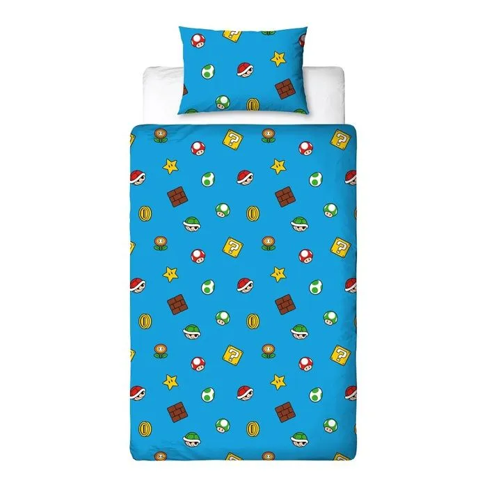 Super Mario - Parure de lit en microfibre Mario et ses amis IV (140x200cm + 63x63cm)-4