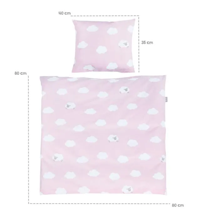 ROBA Berceau Complet "Kleine Wolke rose" à Roulettes - 40 x 90 cm - Blanc-4
