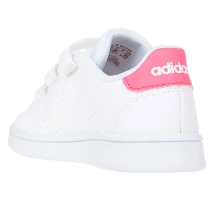 Baskets ADIDAS ADVANTAGE C - Enfant - Blanc/Rose - Fermeture 3 scratchs - Talon rose-2