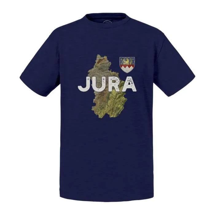 T-shirt Enfant Bleu Jura 39 Departement Lons Carte Ancienne Franche Comté-0