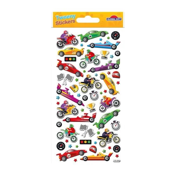 Autocollants réutilisables - Relief 3D - Voitures et motos-1
