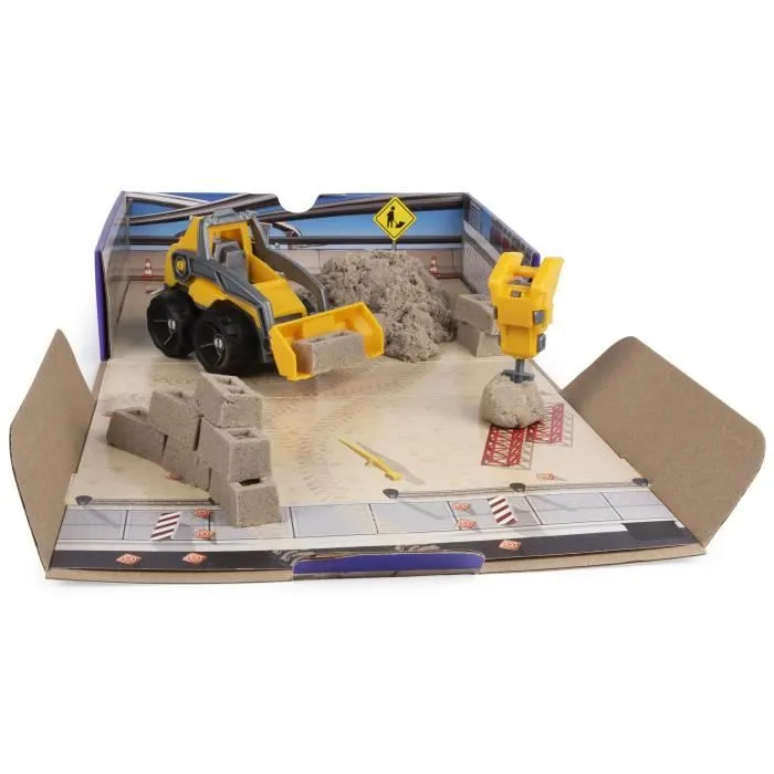 Coffret Kinetic Sand Chantier - KINETIC SAND - Creusez et démolissez avec 454g de sable naturel-1