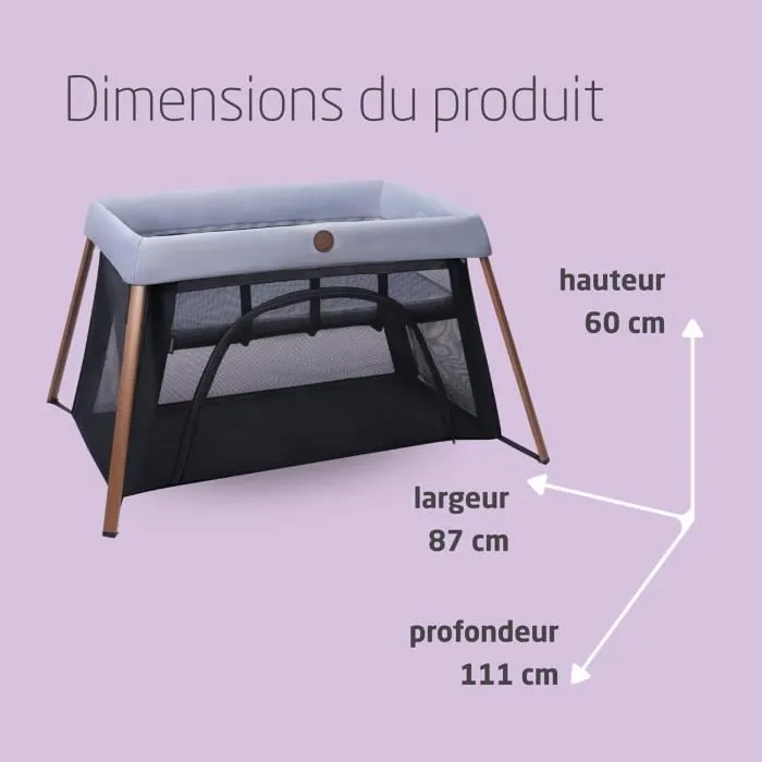 MAXI-COSI IRIS 2, Lit de voyage 2 en 1 - Compact - Evolutif - léger - De la naissance à 3 ans, ESSENTIAL GREY-3