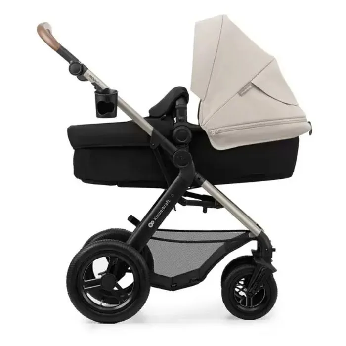 Poussette 4 en 1 Combinée - KINDERKRAFT MOOV2 - inclus Siège auto avec base I-size - Système de voyage - Grandes Roues - Gris-0