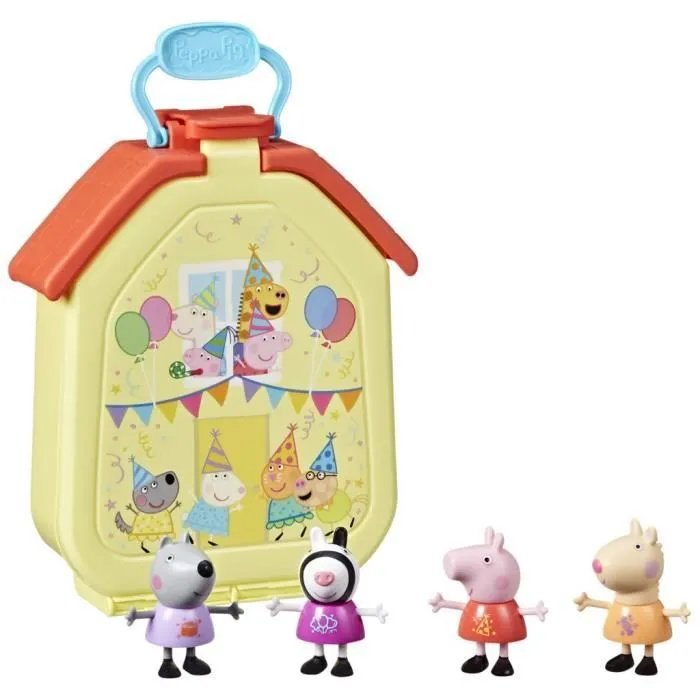 Peppa Pig, coffret La mallette de Peppa avec maison pliable, 4 figurines, jouets préscolaires, à partir de 3 ans-1