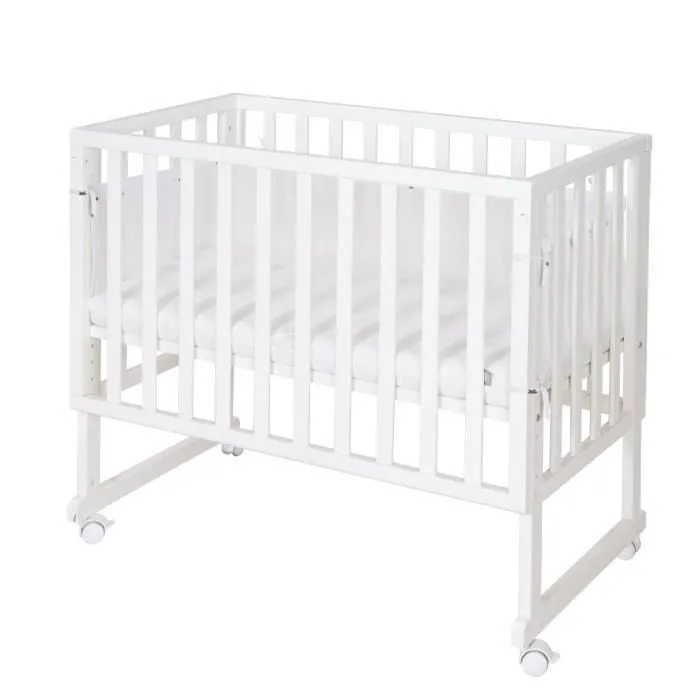 Berceau Cododo ROBA 3en1 Réglable - Bois Blanc - Matelas - Barrières - Pourtour en Maille - 90 x 45 cm-0