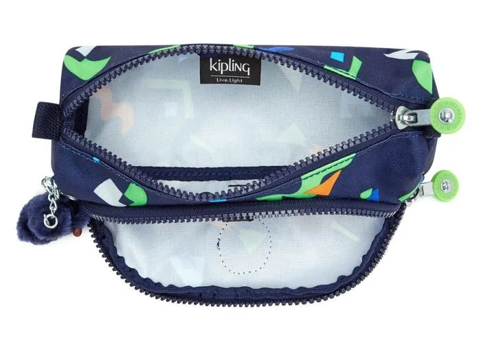kipling Trousse à crayons bleu pour femme - Back To School Print Cute Pencase M Geo Mix Dark 143388-3