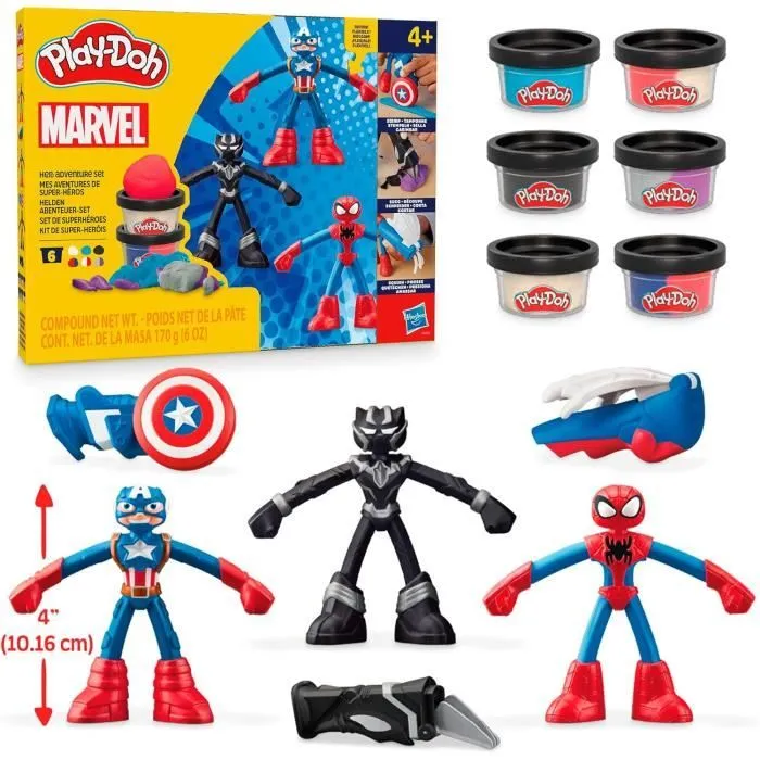 Coffret de loisirs créatifs - Play-Doh - Marvel - Super-héros - Figurines flexibles - 170 g de pâte à modeler-0