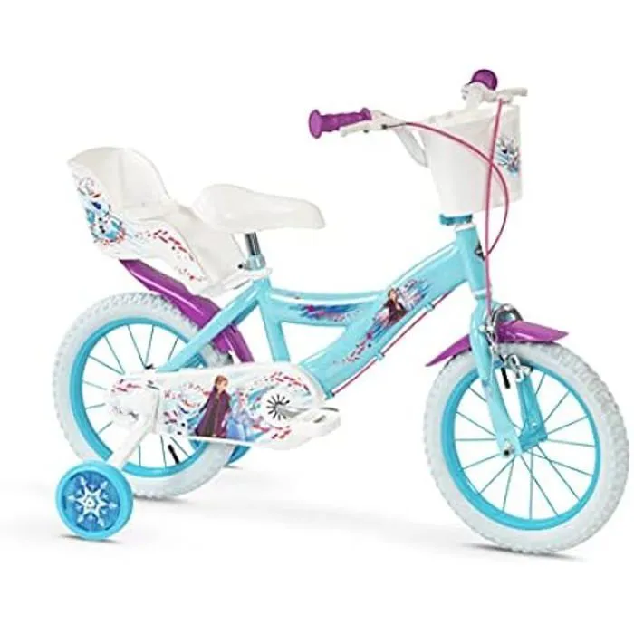Vélo pour enfant - TOIMSA - Frozen Huffy 12 pouces - Frein avant et arrière - Panier et porte-poupée inclus-0