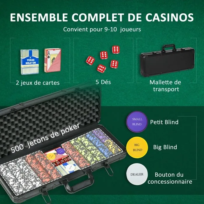 SPORTNOW - Mallette de Poker - Plastique - 57.5x24x10.5cm - Noir-4