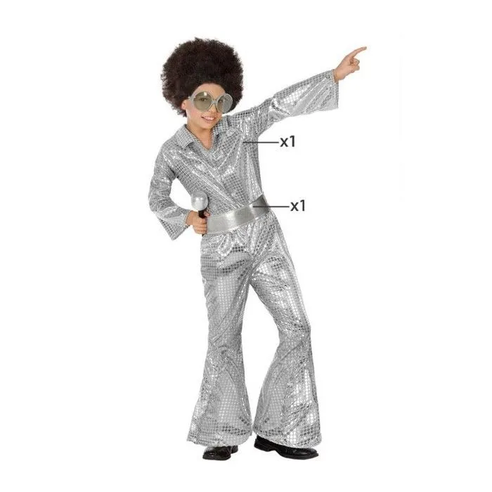 Déguisement disco pour garçon AC-DÉCO - 3/4 ans - Argenté en polyester-1