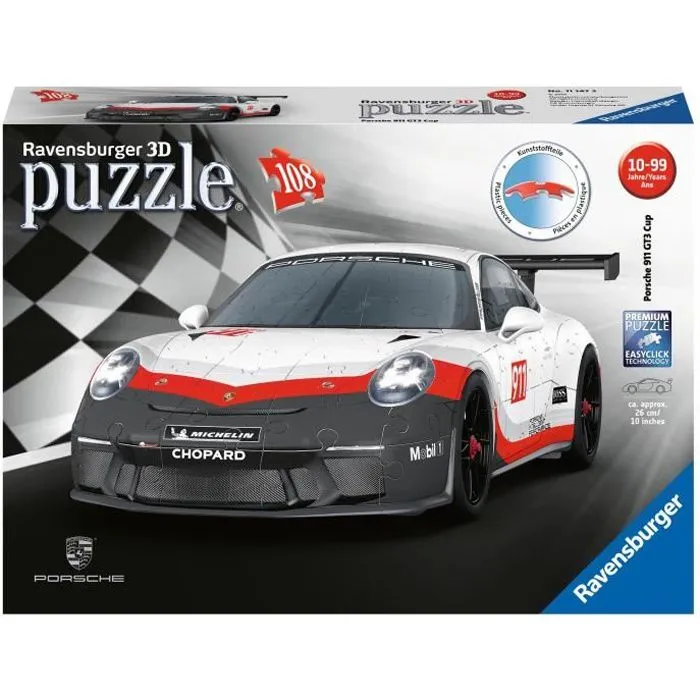 Puzzle 3D Porsche 911 GT3 Cup - Ravensburger - 108 pièces-0