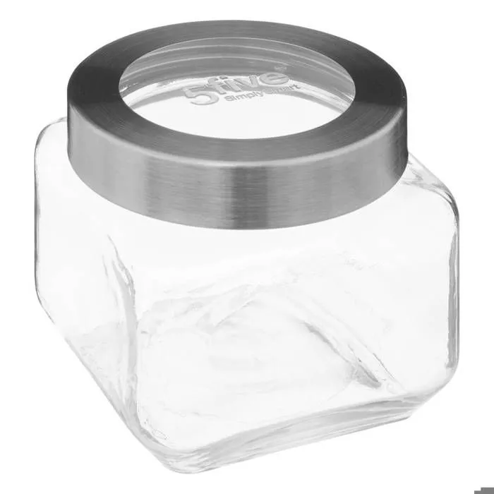 5five - bocal verre couvercle contour acier "miro" 0,8l-0