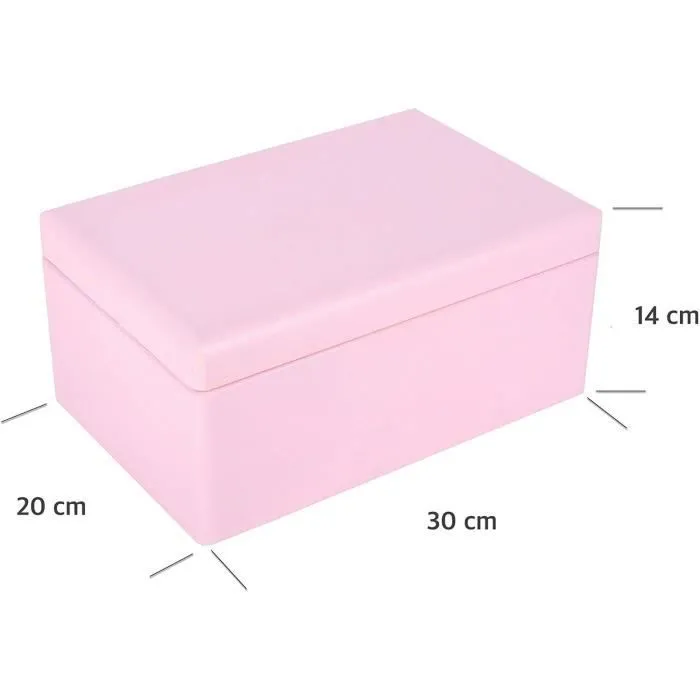 Creative Deco Grande Boite de Rangement en Bois à Décorer Rose | 30x20x14 cm | Naturel avec Couvercle | Boîte Caisse Malle Outil-1