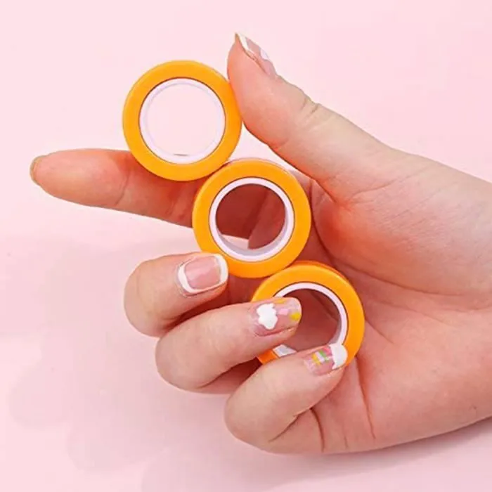 Jeu anti-stress Rolling Fingers Orange - SHOP-STORY - Anneaux magnétiques pour la concentration et la créativité-2