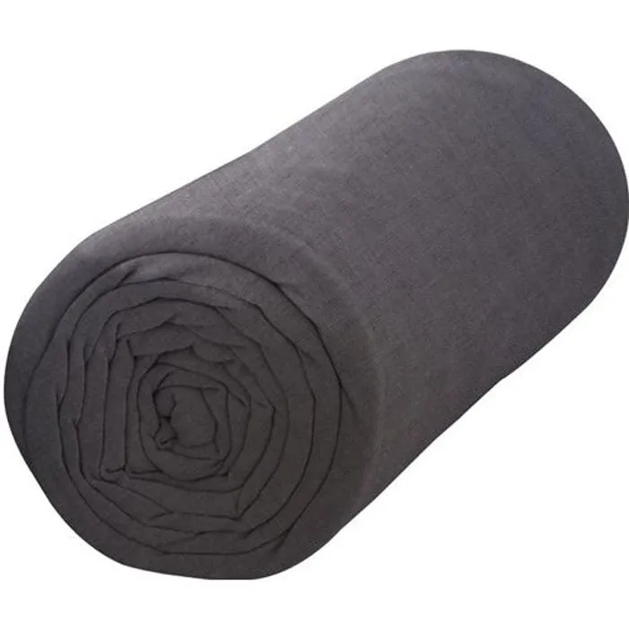 TODAY Drap Housse 140X190 2 personnes Jersey uni gris JERSEY TODAY-0