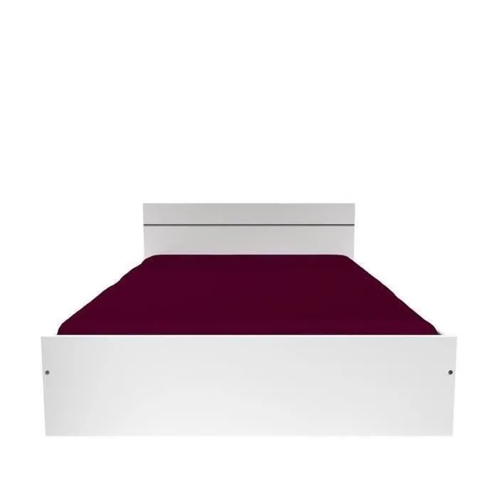 BOSTON Lit adulte contemporain - Décor blanc - l 140 x L 190 cm-2