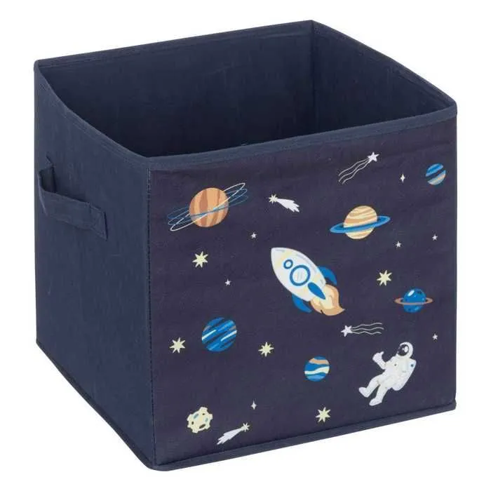 Atmosphera Kids - Lot de 2 boites de rangement Espace en tissu - 29x29x29cm - Bleu-2