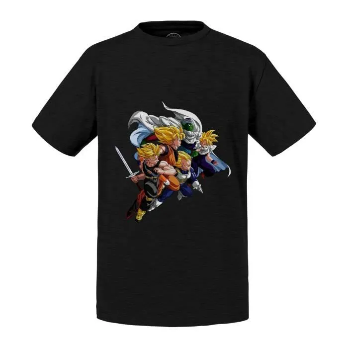 T-shirt Enfant Noir Dragon Ball Z Trunk Sangoku Vegeta Piccolo San Gohan Film Anime Manga-0