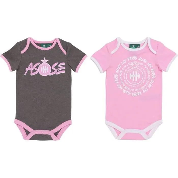 Lot de 2 bodys ASSE bébé - Collection officielle AS SAINT ETIENNE-0