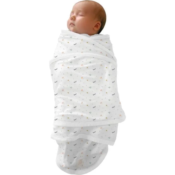 BÉABA - Couverture Miracle™ - Couverture d'emmaillotage - 100% Coton - 0-3Mois - Happy Fox-0