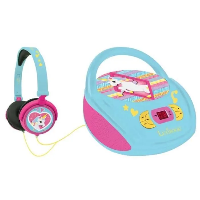 Lecteur CD portable Design Licorne - Port USD, fonction Aux-In, Prise Micro-2