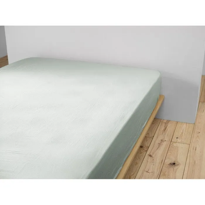 Drap housse "Gaïa" toutes dimensions "Gaze de Coton" - Gaïa Eucalyptus - 140 x 190 cm bonnet de 30 cm-0