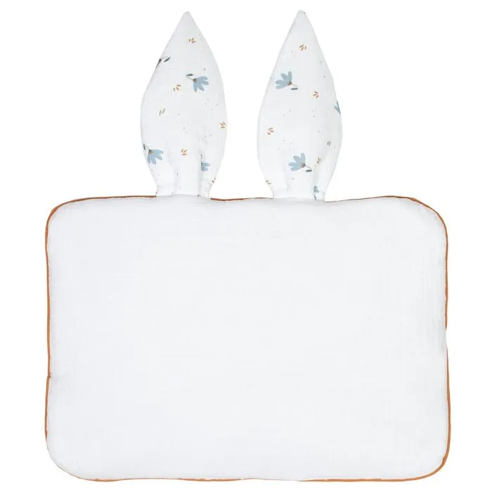 Oreiller extra plat lapin Bleuet - SEVIRA KIDS - Pour bébé - 25 cm x 35 cm - Blanc et bleu-1