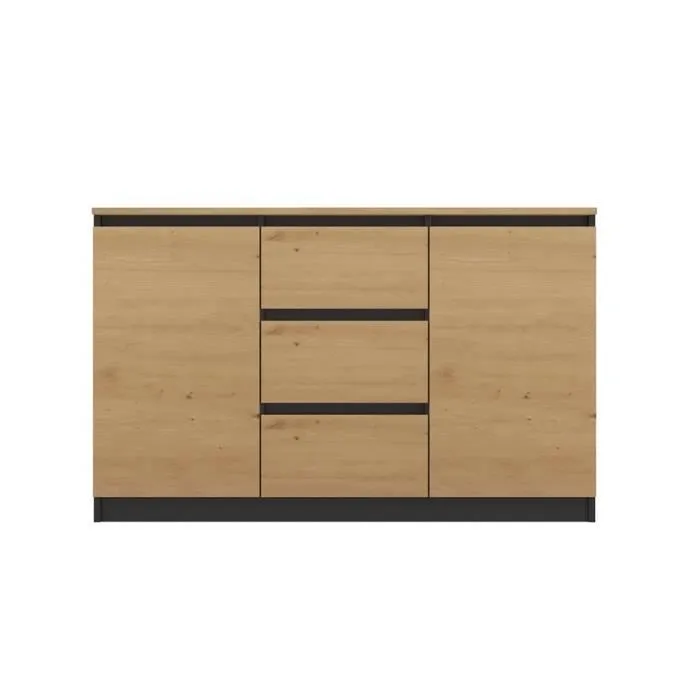 MILENA - Commode 2 portes + 3 tiroirs - Dimensions : 75x120x40 - Meuble de rangement - Buffet-1