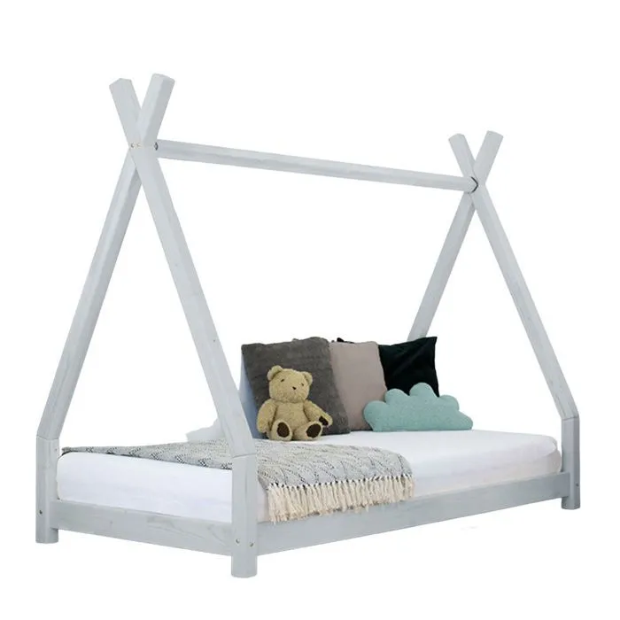 Lit tipi enfant NAKANA 90 x 190 gris clair-0