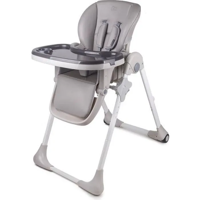 Chaise haute bébé réglable KINDERKRAFT YUMMY - Plateau amovible - Roulettes - Gris-0