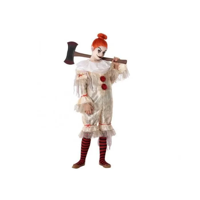 Déguisement enfant femme clown AC-DÉCO 3-4 ans - costume Halloween en polyester blanc-0