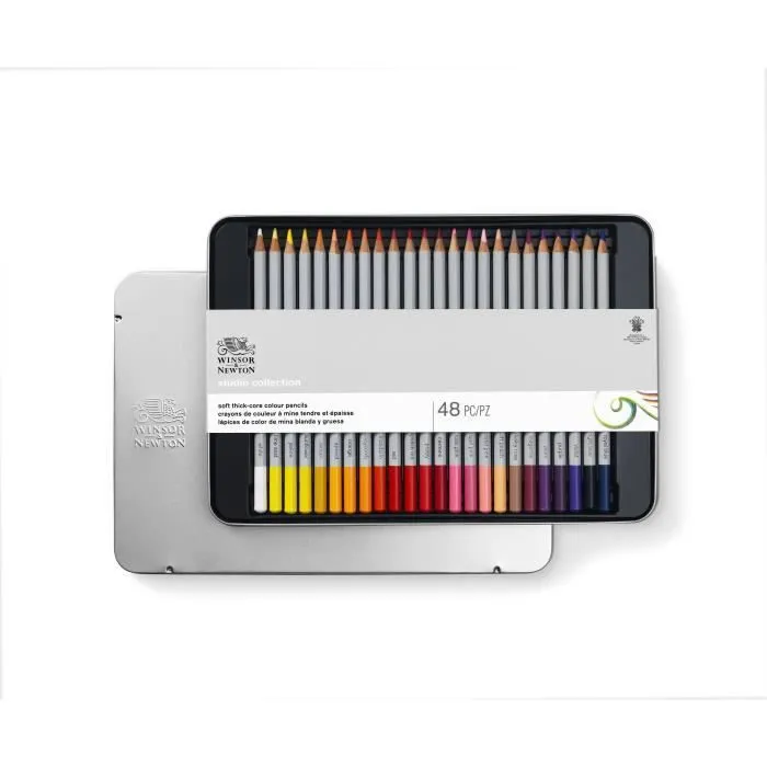 WINSOR & NEWTON Studio Collection - Boîte métal de 48 Crayons de couleur