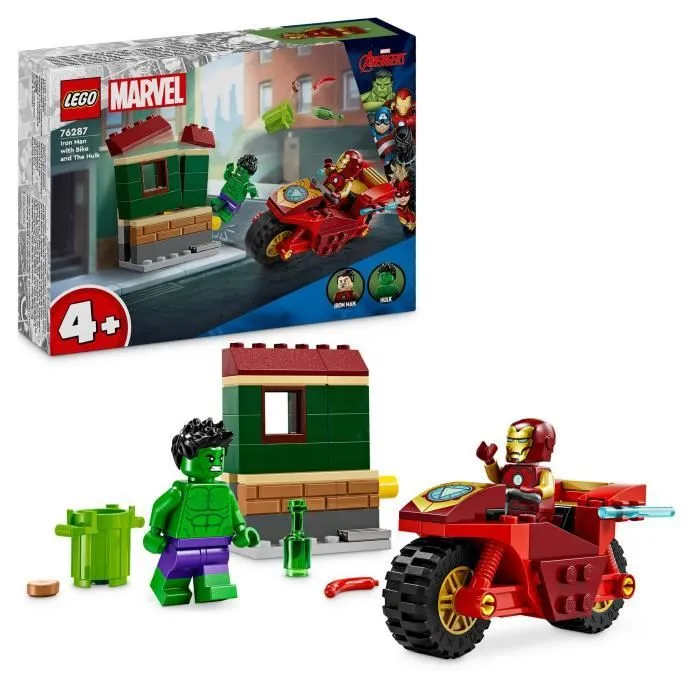 LEGO® Marvel 76287 Iron Man avec une Moto et Hulk, Set Avengers avec Minifigurines-0