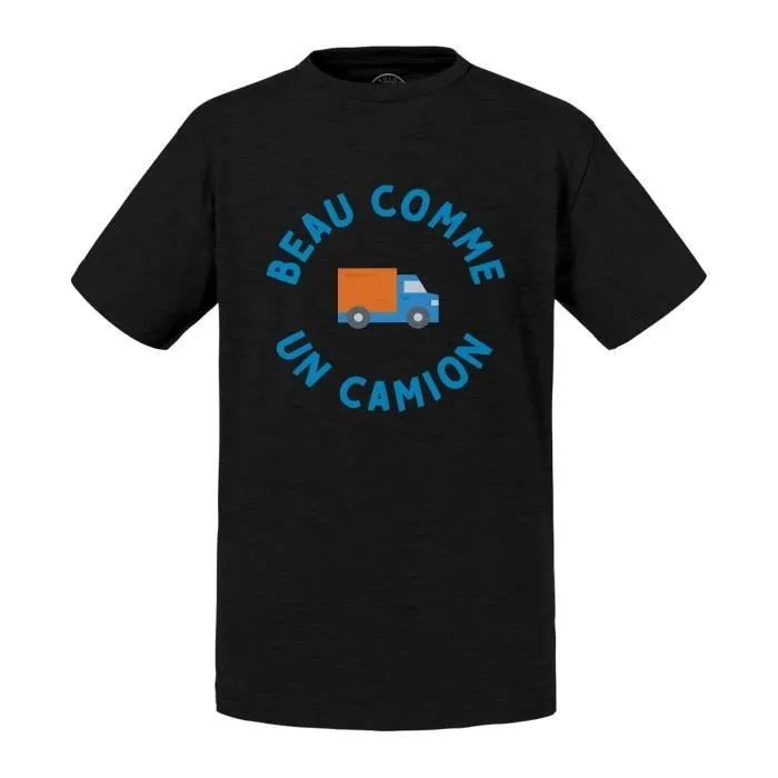 T-shirt Enfant Noir Beau Comme un Camion Enfant Mignon-0
