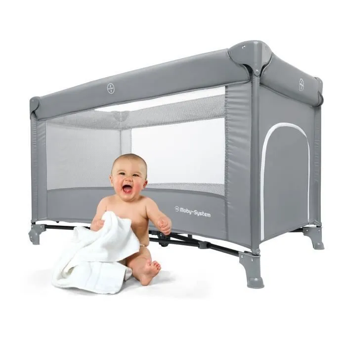 Moby-System Lit Bébé 2 en 1 Parc Bébé & Lit Parapluie Pliable| Charge Max 15 KG| Lit de Voyage avec Système Sécurité| Sac Transport-2