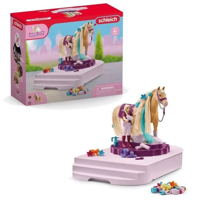 Figurine Cheval - Coffret de 54 Pièces - Accessoires de Pansage et Figurine - Cadeau pour Enfants dès 4 ans - schleich 42617 HORSE-0