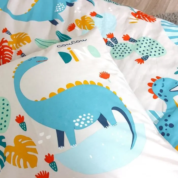Parure de lit - COTE DECO KIDS - Dinosaure - 100% coton BIO - Housse 140x200 cm - Taie 63x63 cm-2