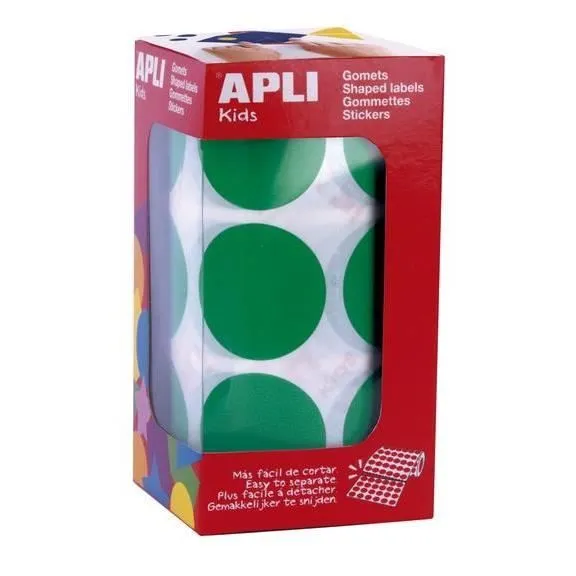 Gommettes - Apli Agipa - Rond - Ø 33 mm - Couleur vert - 1 boîte-0