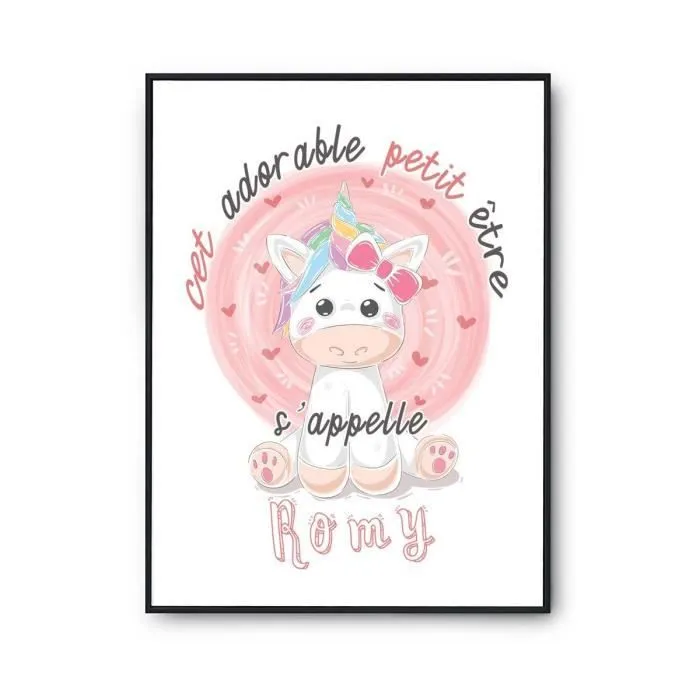 Affiche bébé prénom Romy - Marque - Modèle - Décoration murale - Papier 310 g/m² - Finition perlée-0