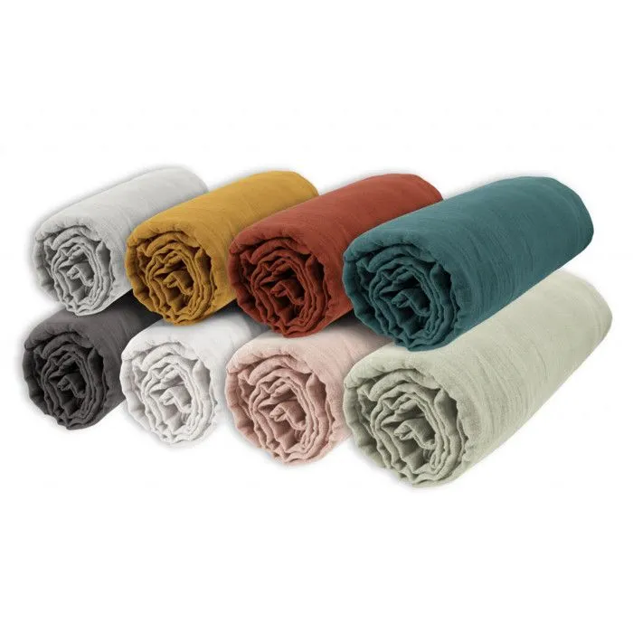 Drap housse "Gaïa" toutes dimensions "Gaze de Coton" - Gaïa Eucalyptus - 140 x 190 cm bonnet de 30 cm-4