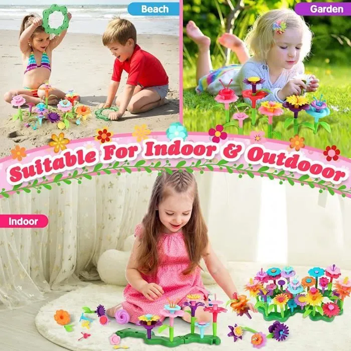 NetBoat Jouets De Construction De Jardin De Fleurs Pour Filles 136pcs, DIY Creatifs Et Ensembles De Bouquets De Bricolage ,3-6 Ans-1